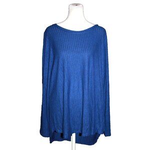 EVRI Women’s Sweater Ribbed All About Cozy Cobalt Blue Women's Plus Size 1X NEW